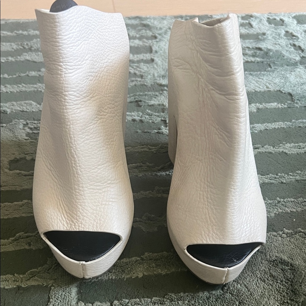 Balenciaga White Peep-Toe Ankle Boots
